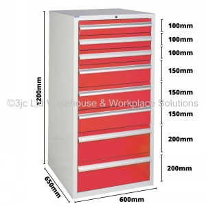 Euroslide Storage Cabinet 8 Drawer 1200mm Type 1